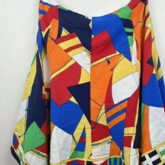 Ralph Lauren Multi Skirt Vibrant Multi-Color Geometric Print Skirt 100% Silk - Picture 4 of 7